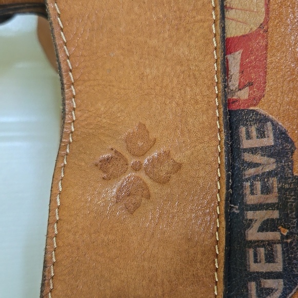 Patricia Nash Brown Tote or Bucket Bag, Adjustable Straps, Travel Theme, Leather - Picture 2 of 13